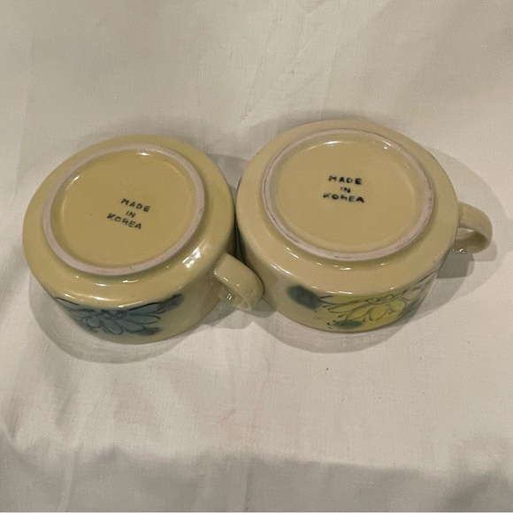 two 1970's Vintage Sunflower Soup Mug Chili Bowls Stoneware - Picture 10 of 12